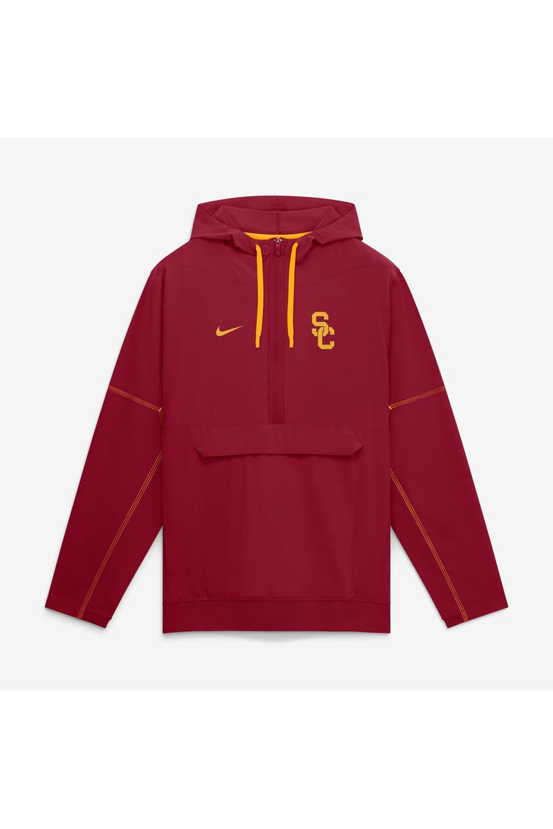 Men's Nike Cardinal USC Trojans 2026 Sideline Anorak Half-Zip Hooded Jacket, Main, color, Cardinal