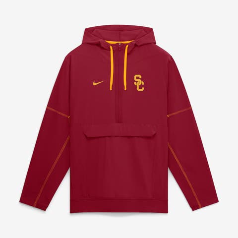 Men's Nike Cardinal USC Trojans 2026 Sideline Anorak Half-Zip Hooded Jacket