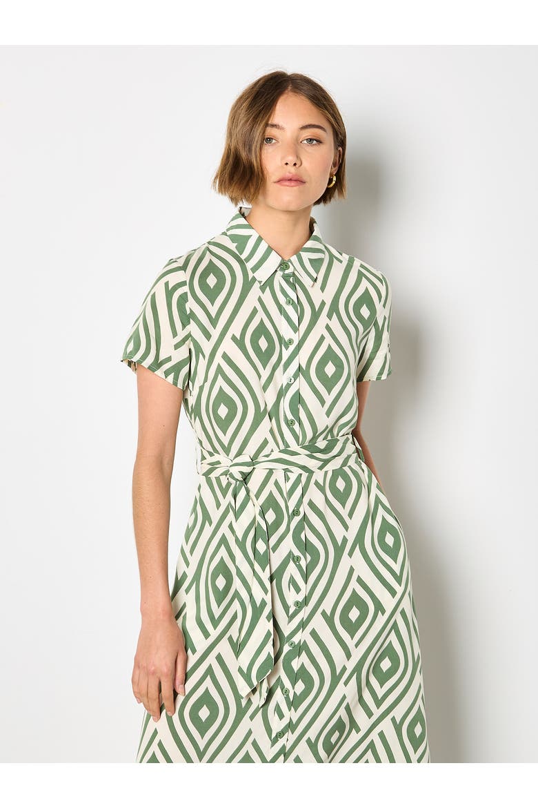 Short Sleeve Midi Shirt Dress, Alternate, color, Green