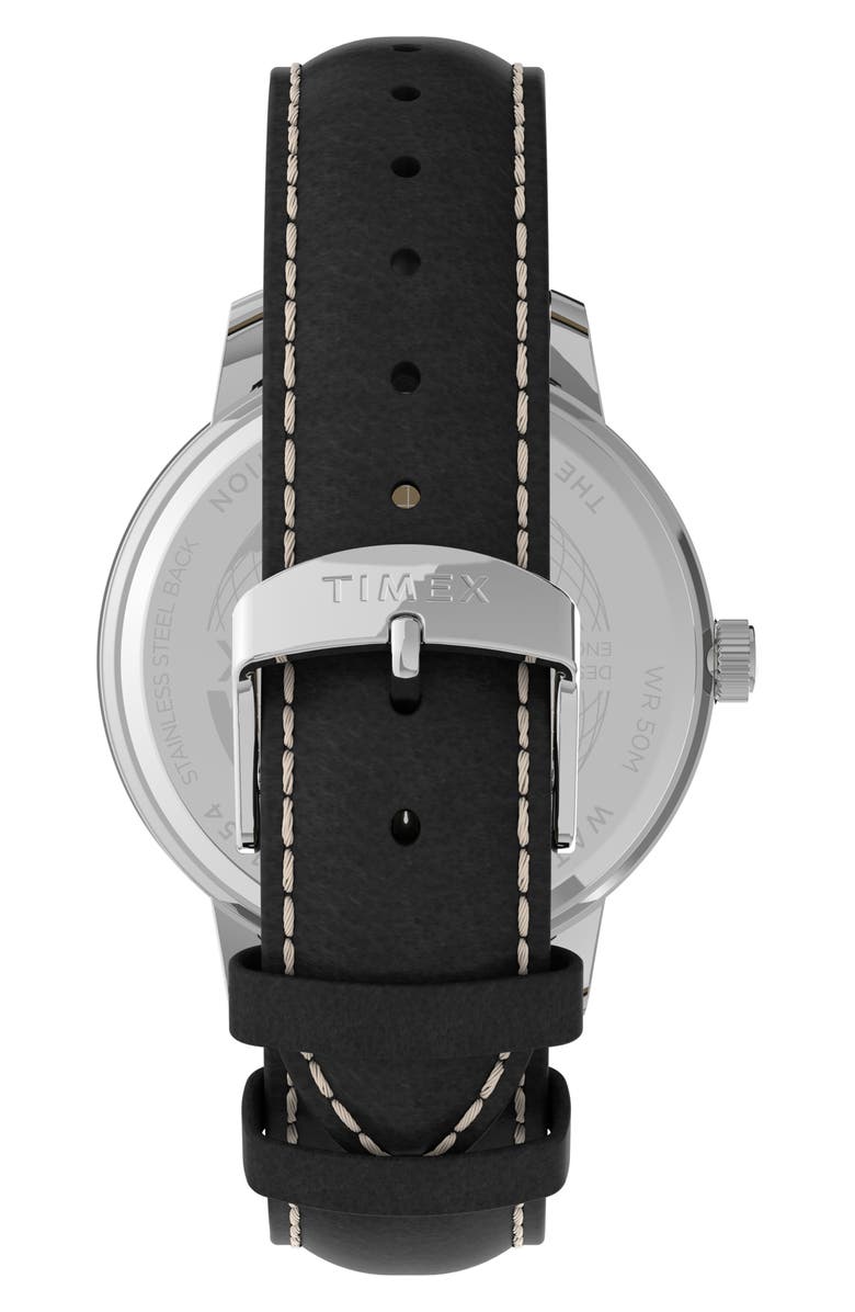 Timex<sup>®</sup> Chicago Leather Strap Watch, 45mm, Alternate, color,
