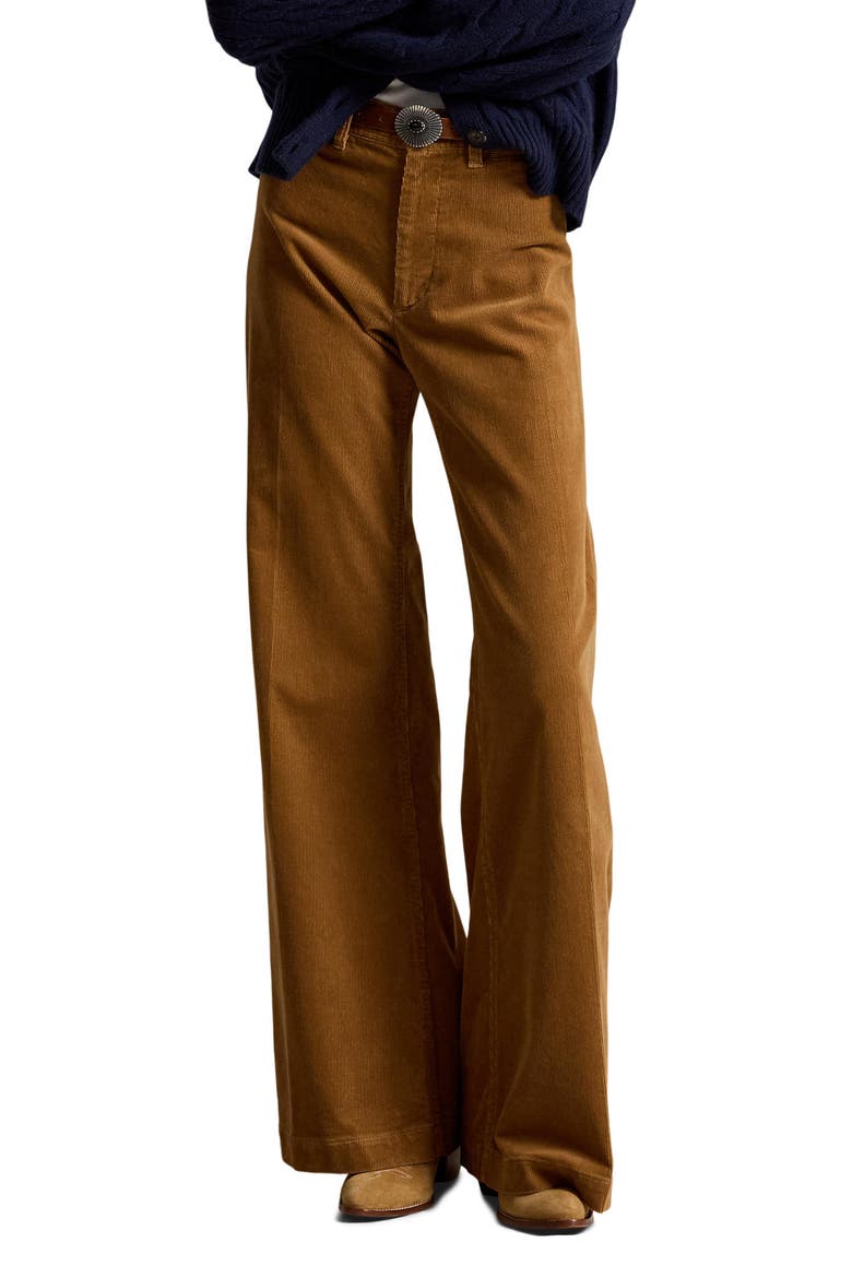 Stretch Cotton Corduroy Wide Leg Pants, Main, color, CLAY TAN