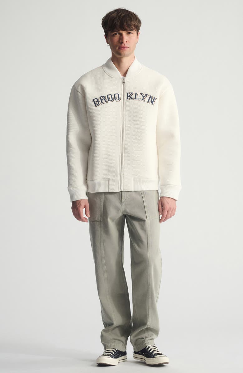 Brooklyn Industries Logo Graphic Zip Sweatshirt, Alternate, color, Antique White