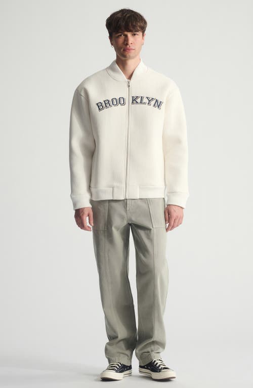 Brooklyn Industries Logo Graphic Zip Sweatshirt In White
