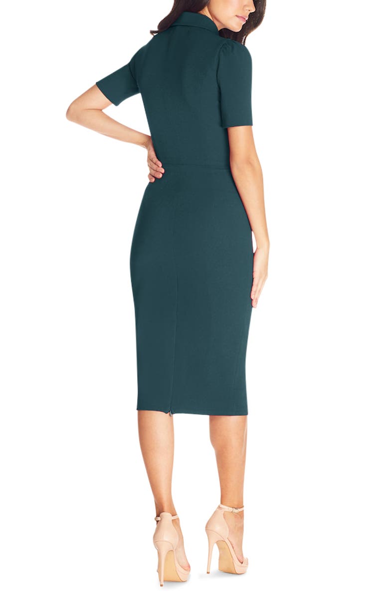 Dress the Population Gloria Front Zip Sheath Dress, Alternate, color, Pine