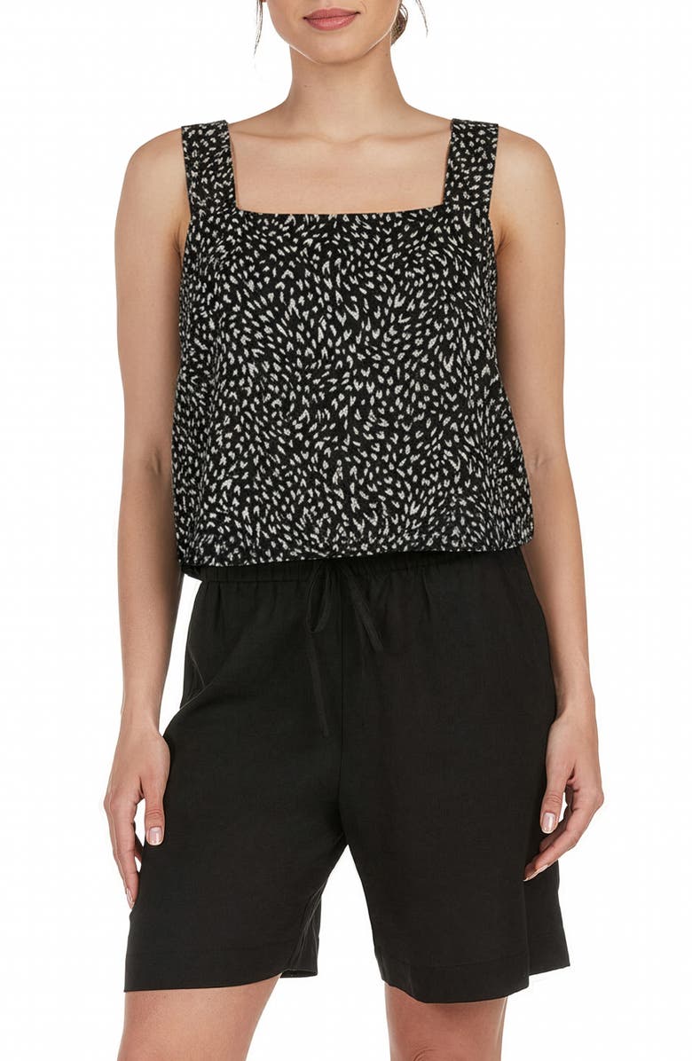 matty m. Back Button Square Neck Tank, Main, color, Black