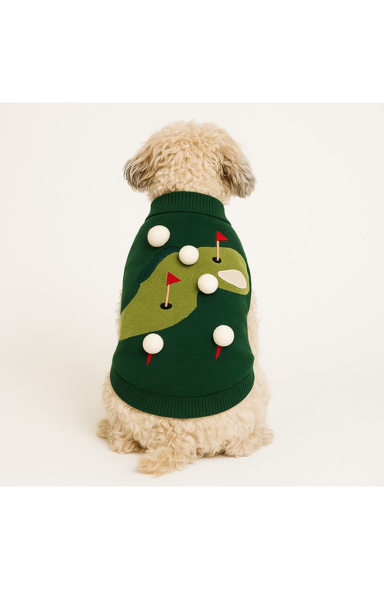 Found My Animal Golf 3D Appliqué Pet Sweater, Alternate, color, Green