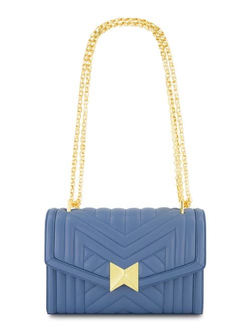 Mac Duggal Gold Chain Quilted Napa Leather Handbag In Twilight