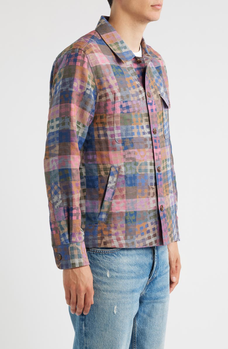 Corridor Rocko Patchwork Jacquard Cotton & Linen Military Shirt Jacket, Alternate, color, 