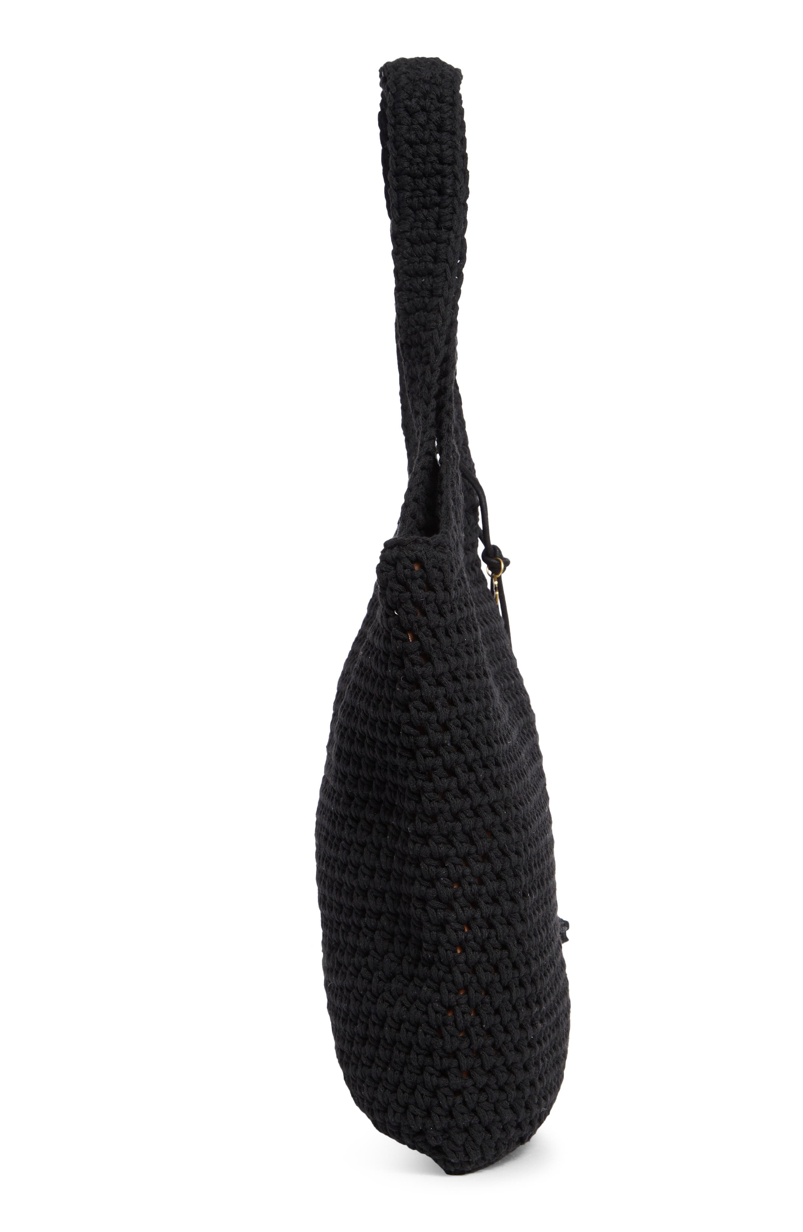 Lucky Brand Lesa Crochet Tote Bag, Alternate, color, Black