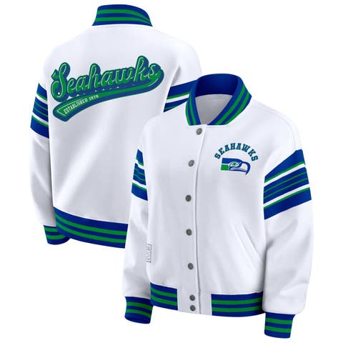 Women's WEAR by Erin Andrews White Seattle Seahawks Plus Size Full-Snap Fleece Sweatshirt Jacket