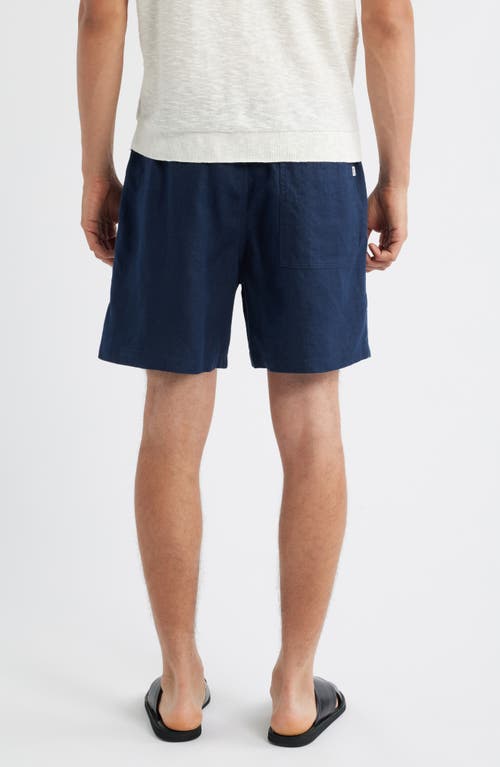 Nn07 Gregor Drawstring Linen Shorts 6.25 Navy Blue In Blue