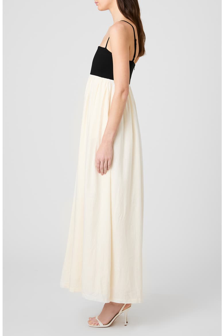 Phoebe Mixed Media Maxi Dress, Alternate, color, BLACK-PORCELAIN CREAM