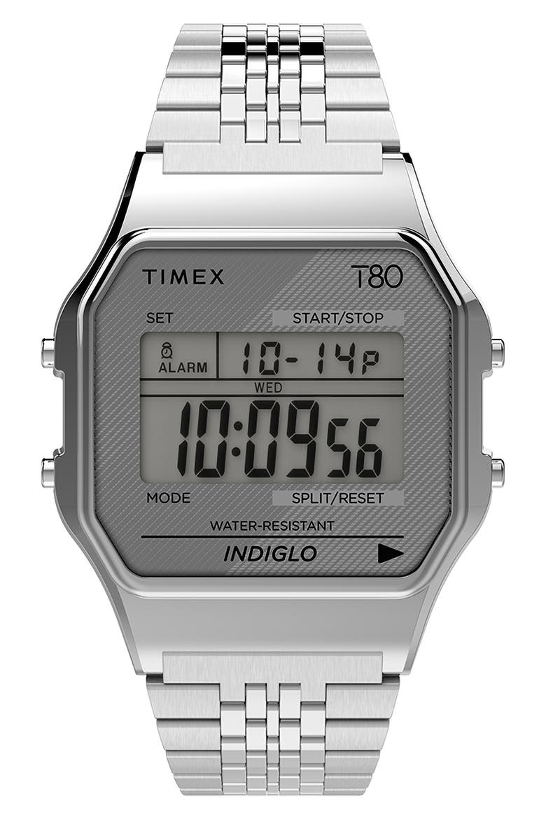 T80 Digital Bracelet Watch, 34mm, Main, color, SILVER