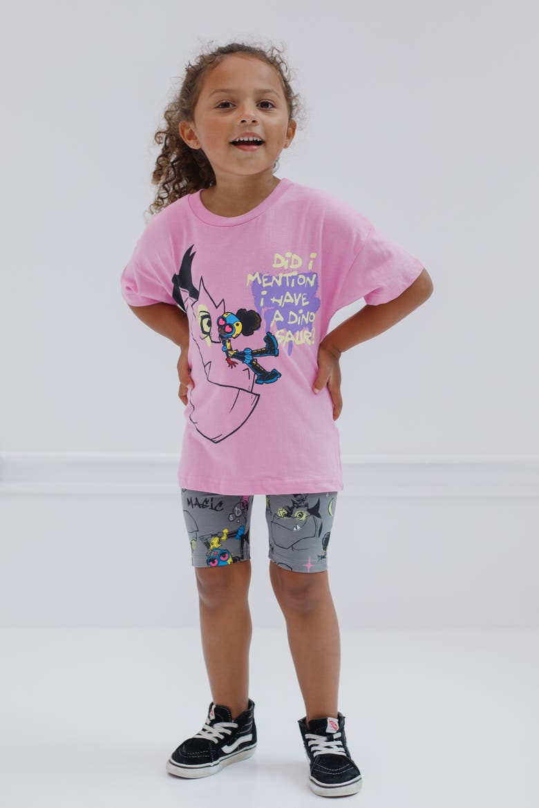 Moon Girl and Devil Dinosaur 2-Piece Tee and Bike Shorts Set, Alternate, color, Purple Devil Dinosaur