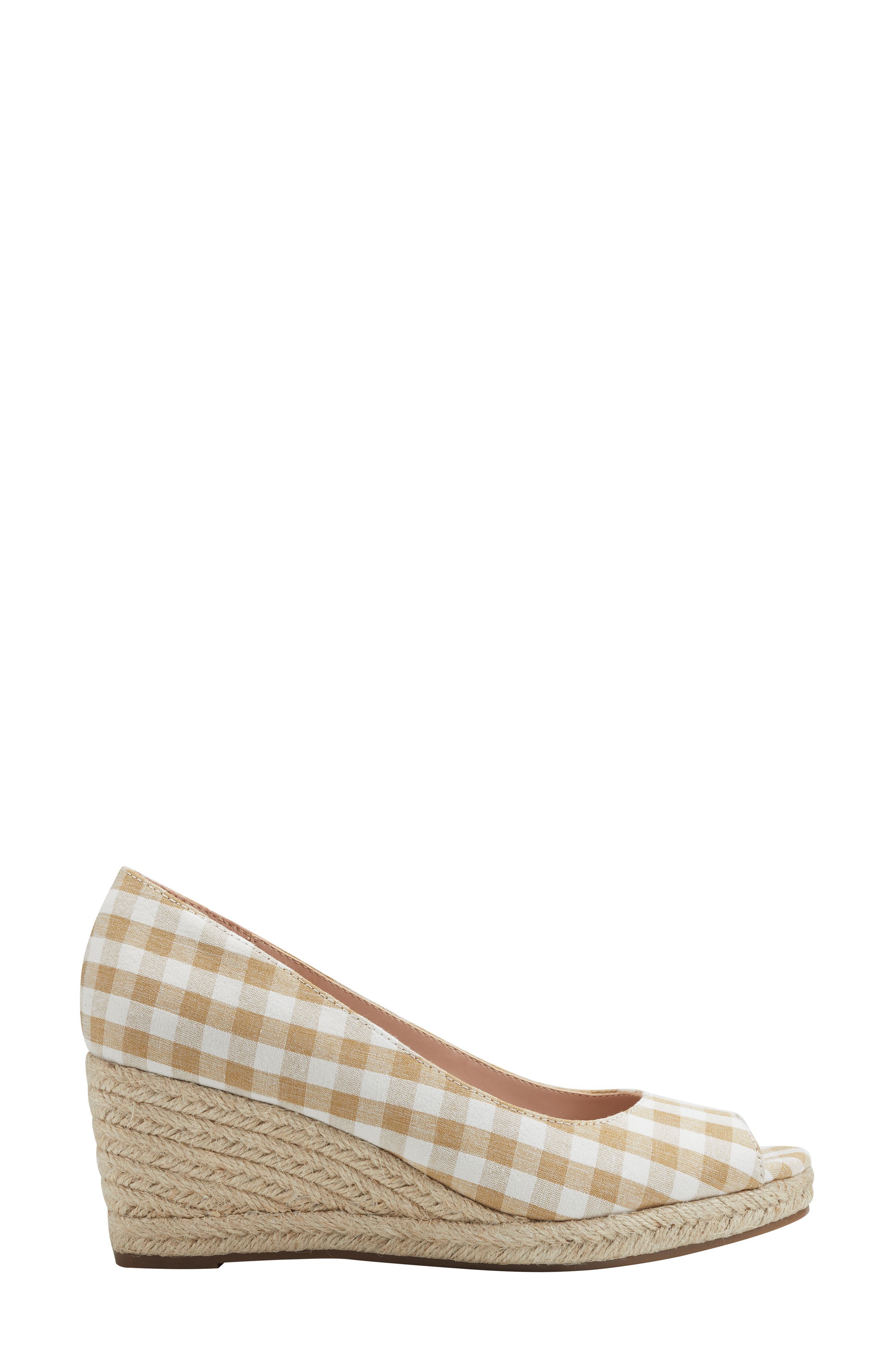 Nuri Espadrille Wedge Sandal, Alternate, color, MUSTARD/ WHITE GINGHAM