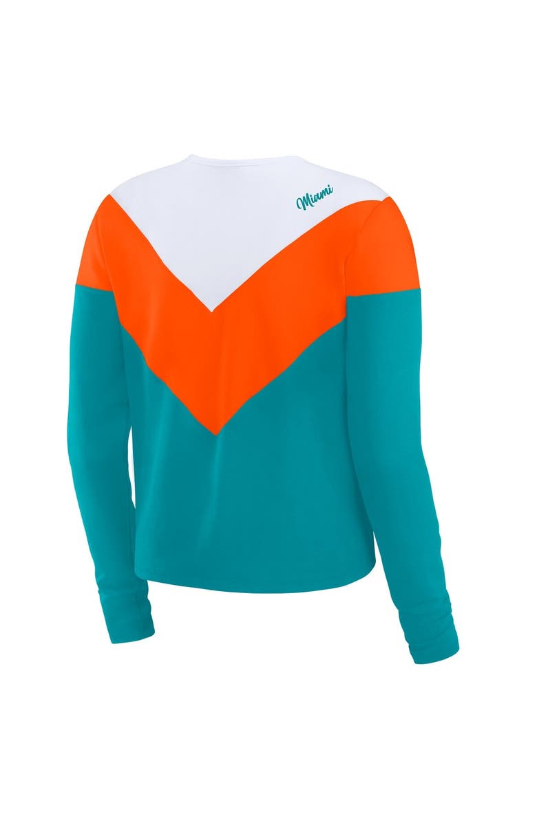 WEAR by Erin Andrews Women's WEAR by Erin Andrews Aqua/Orange Miami Dolphins Chevron Tri-Blend Long Sleeve T-Shirt, Alternate, color, Aqua