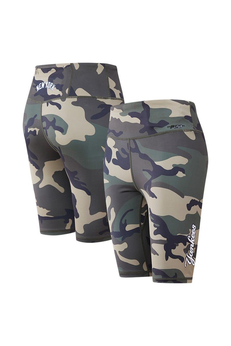 Women's Pro Standard Camo New York Yankees Allover Print Bike Shorts, Main, color, Camo