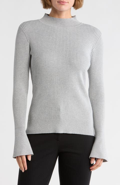 Mock Neck Bell Sleeve Sweater