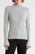 DKNY Mock Neck Bell Sleeve Sweater