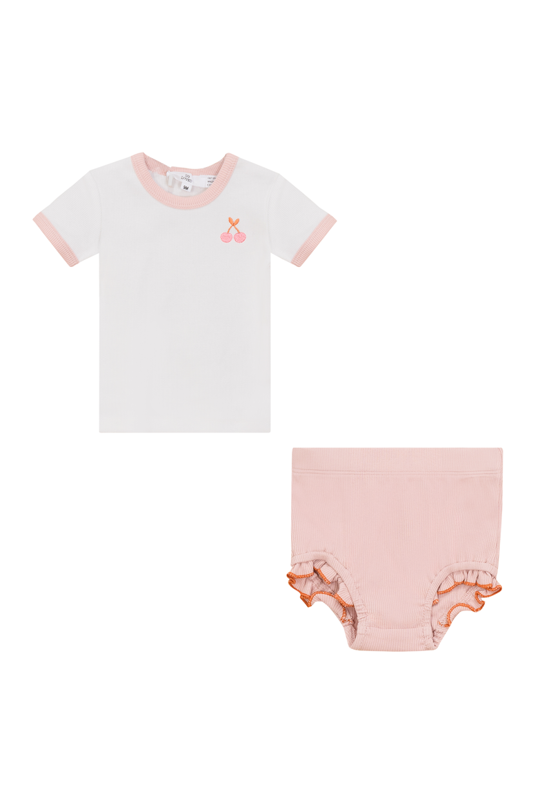 Cherry Ribbed 2 Piece Top and Bottom Set, Main, color, Off White/Mauve