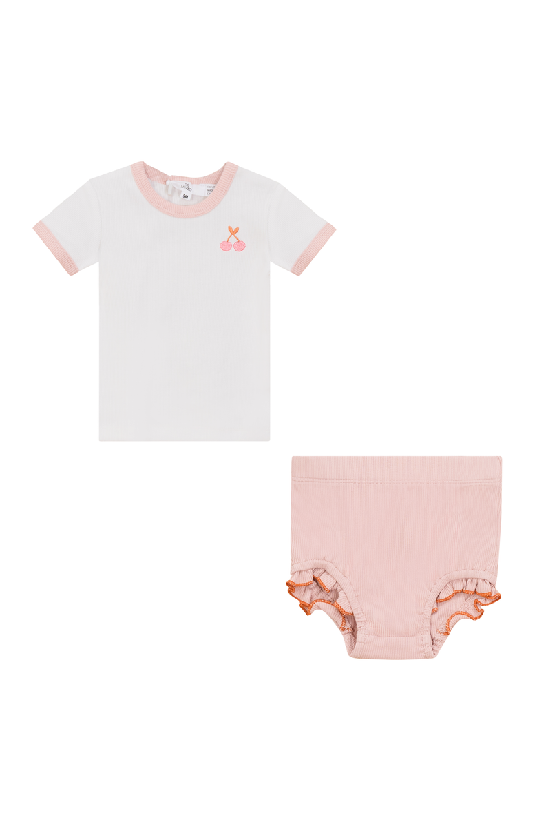 So Loved Cherry Ribbed 2 Piece Top and Bottom Set, Main, color, Off White/Mauve