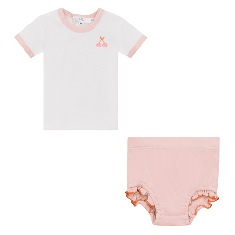 Cherry Ribbed 2 Piece Top and Bottom Set (Baby)