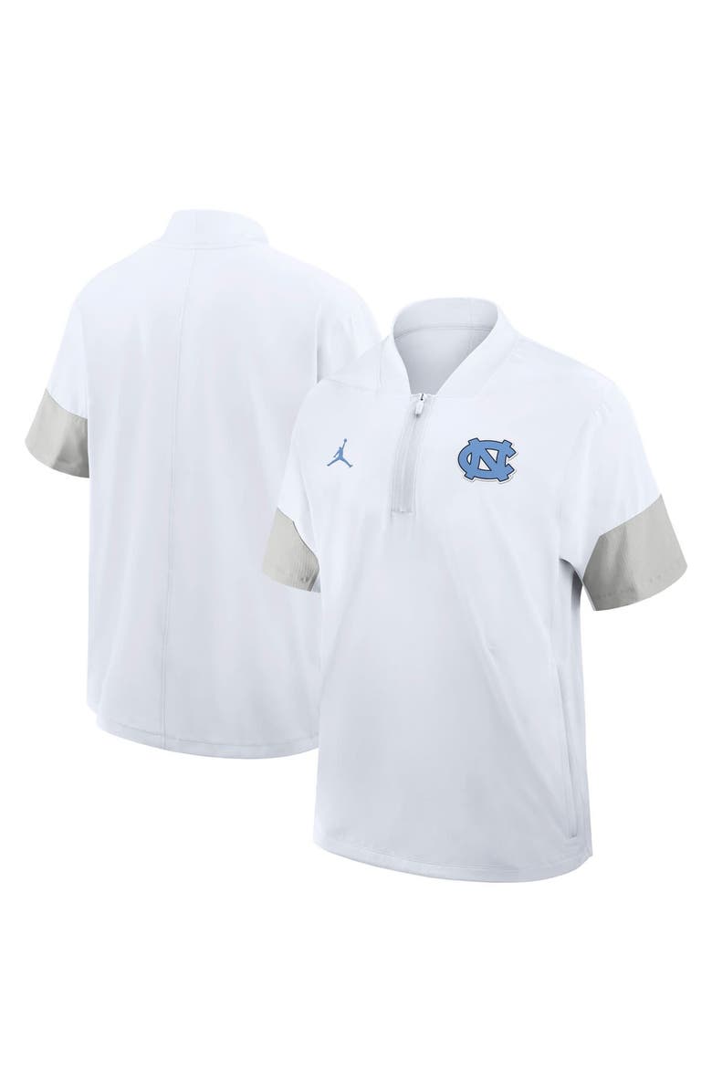 Jordan Brand Men's Jordan Brand White North Carolina Tar Heels 2025 Sideline Short Sleeve Quarter-Zip Coach Jacket, Alternate, color, White