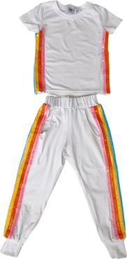 Lola + The Boys Rainbow Sequin Jogger Set