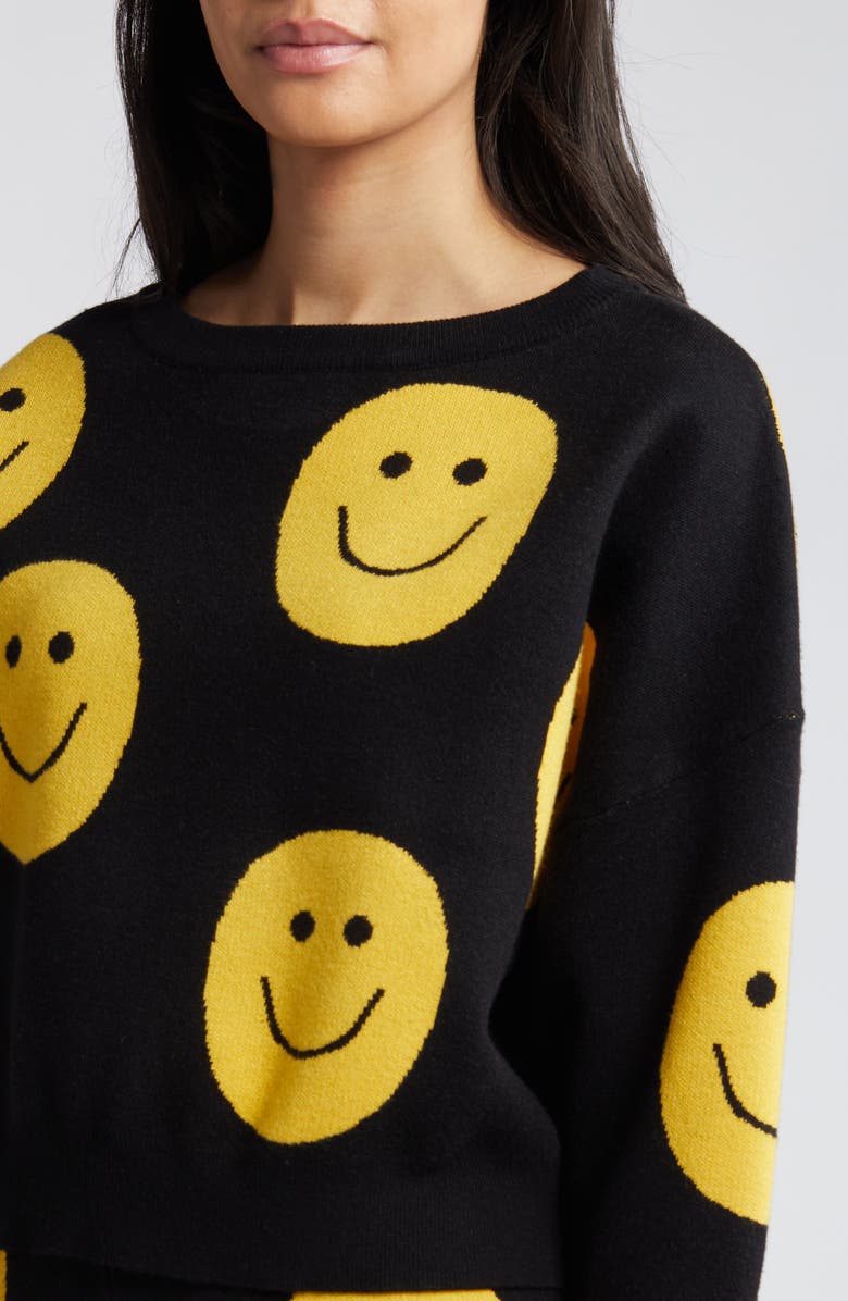 Dressed in Lala Smiley Sweater & Pants Set, Alternate, color, Black