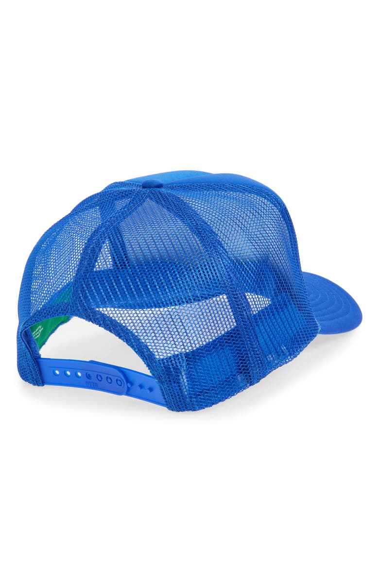Friday Feelin’ West Coast Trucker Hat, Alternate, color, Blue