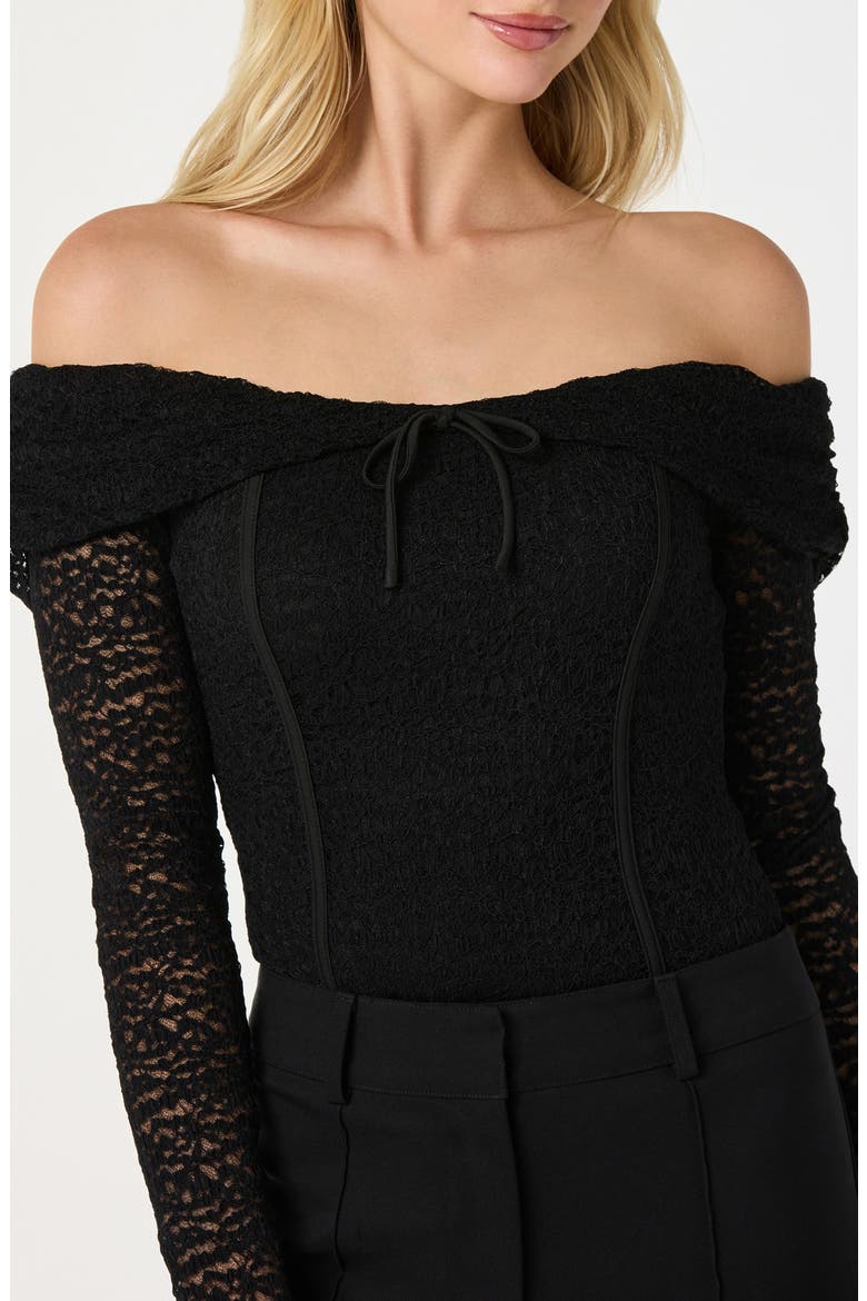Off the Shoulder Lace Top, Alternate, color, BLACK