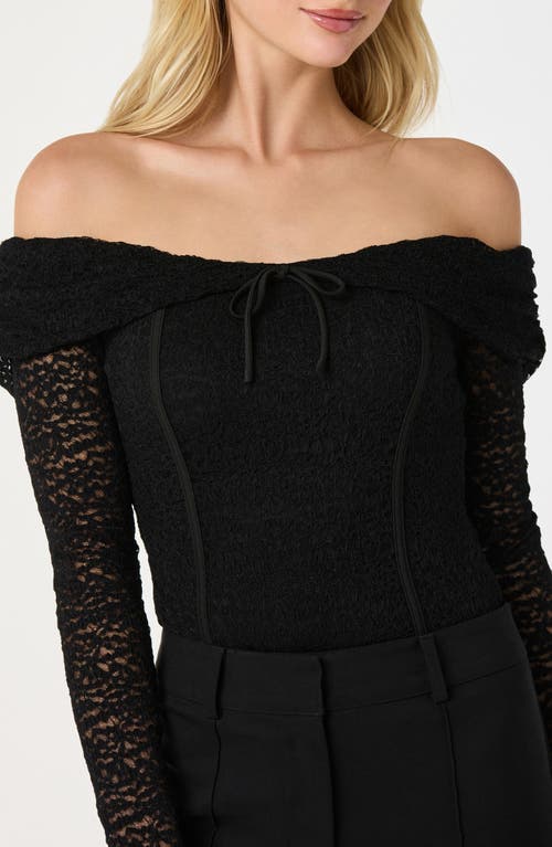 Astr The Label Off The Shoulder Lace Top In Black