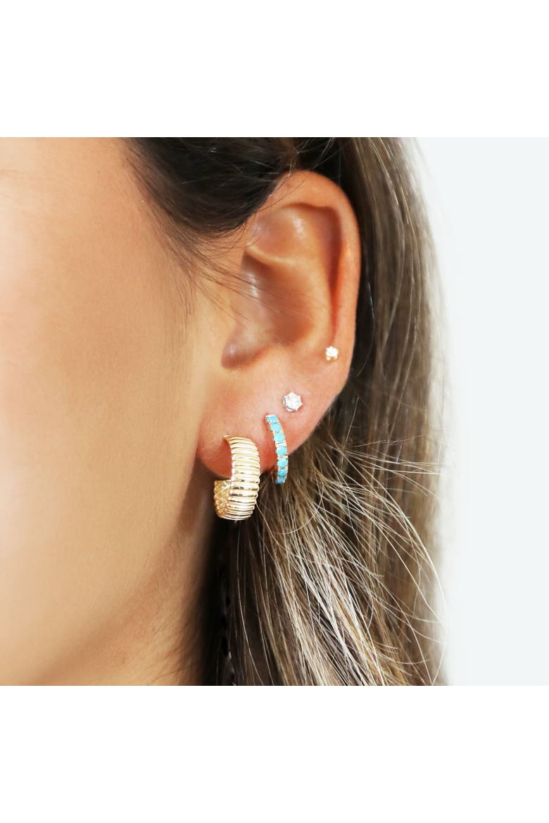 Fluted Gold C-Hoop Earrings, Alternate, color, Yellow Gold