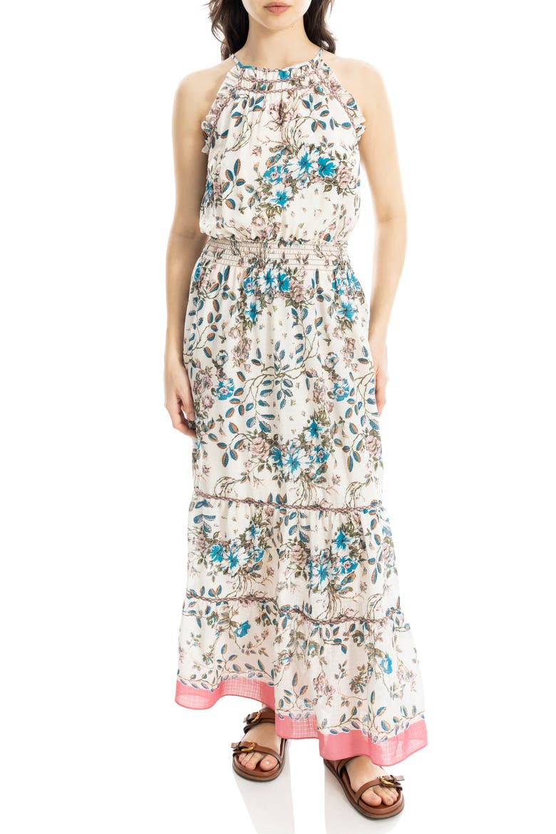 Sleeveless Georgette Maxi Dress, Alternate, color, CREAM/ BLUSH ROSE