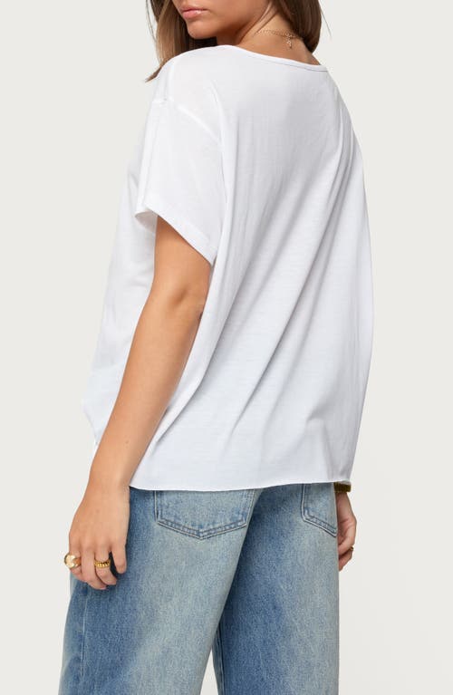 Edikted Sonora Oversize V-neck T-shirt In White