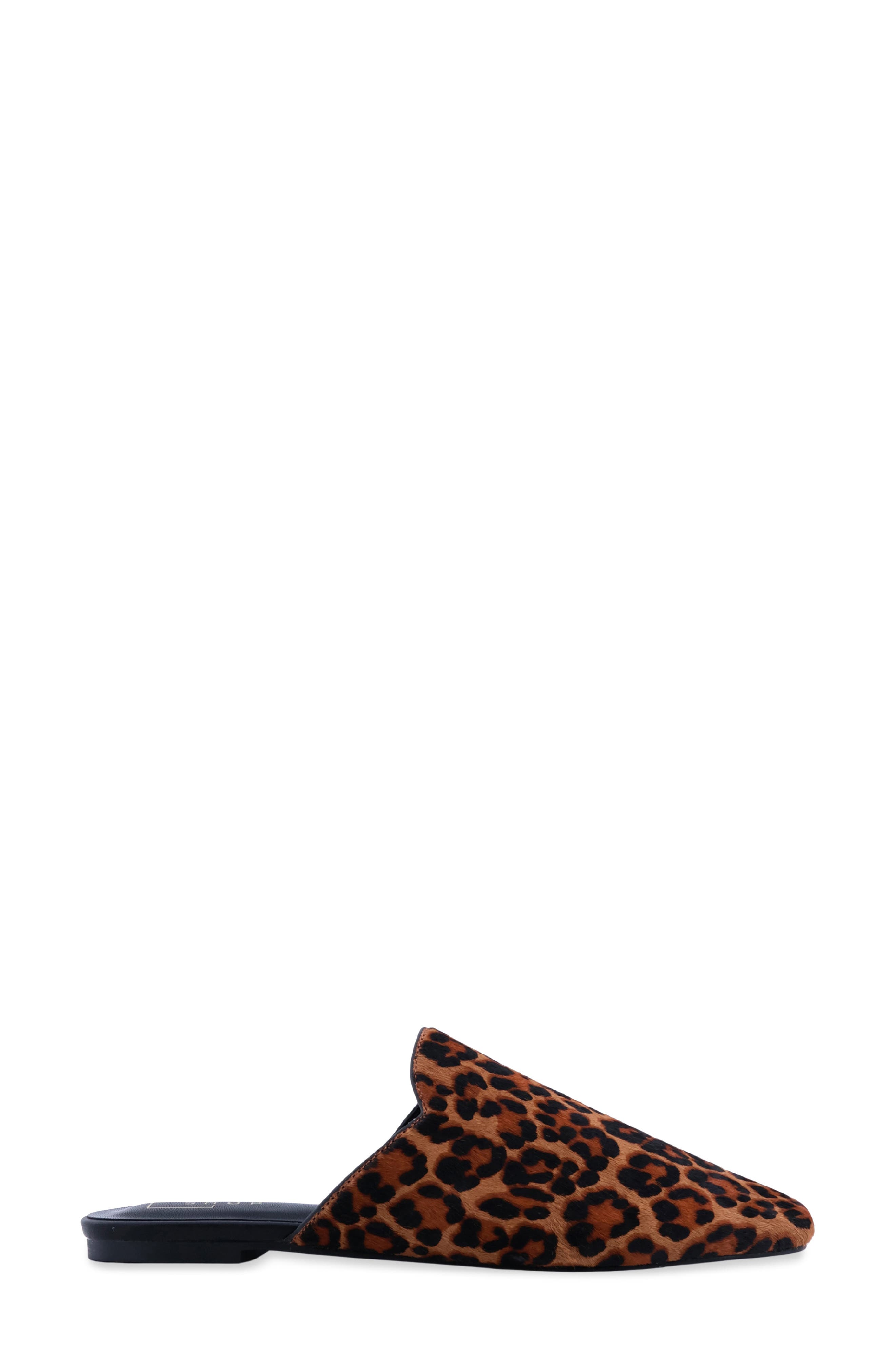Atlas Faux Fur Flat Mule, Alternate, color, LEOPARD HAIR