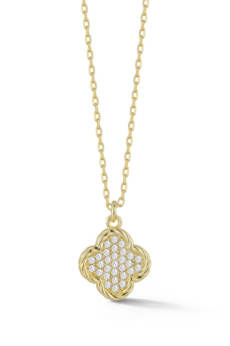 Pavé Clover Pendant Necklace, Main, color, GOLD