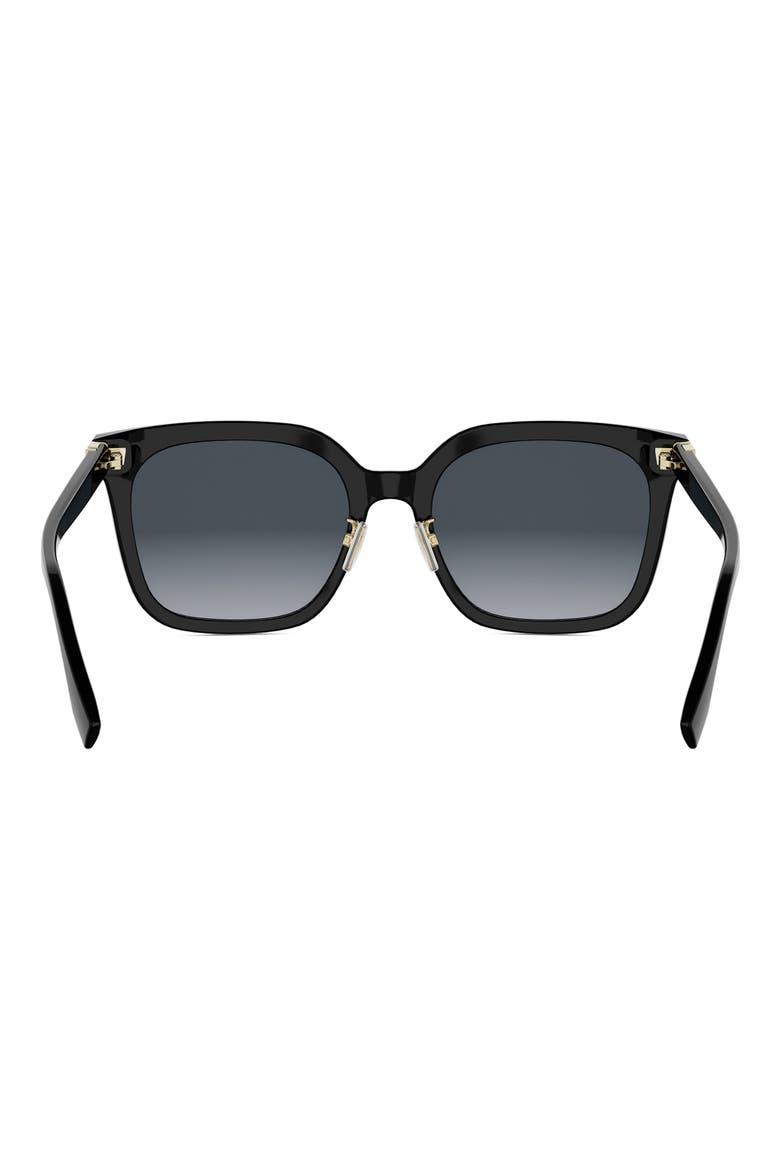 Forever Fendi 56mm Gradient Square Sunglasses, Alternate, color, SHINY BLACK / GRADIENT SMOKE
