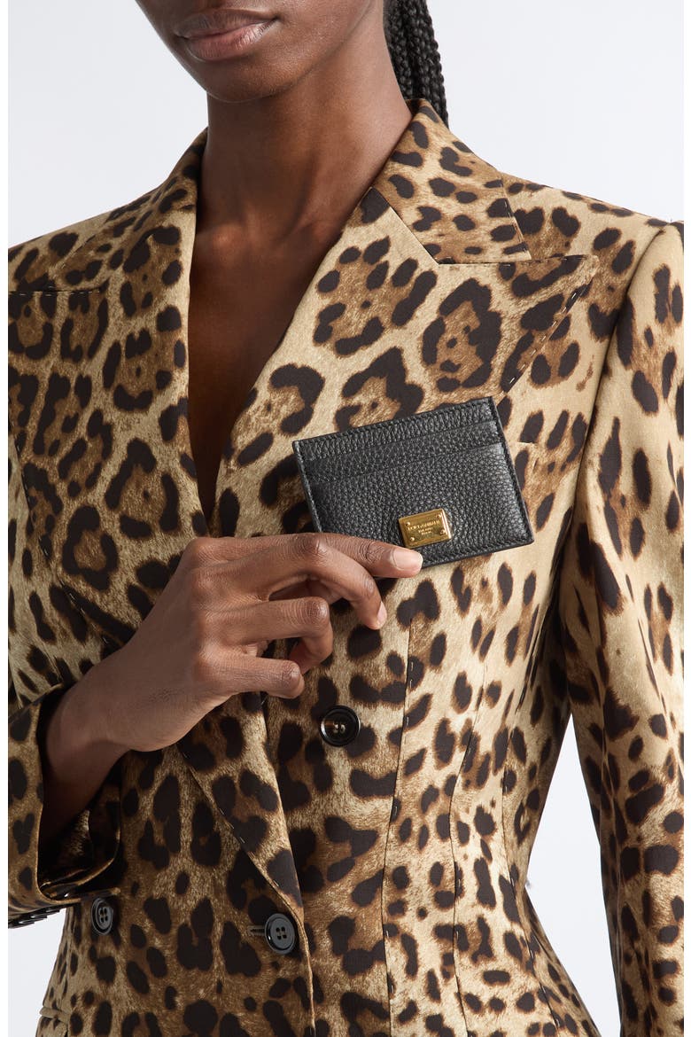 Nameplate Calfskin Leather Card Holder, Alternate, color, 80999 NERO