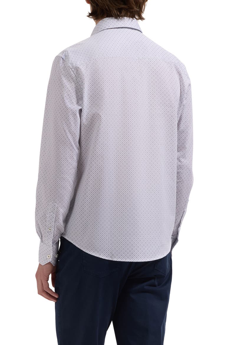 Alvin Shaped Fit Geo Print Button-Up Shirt, Alternate, color, WHITE