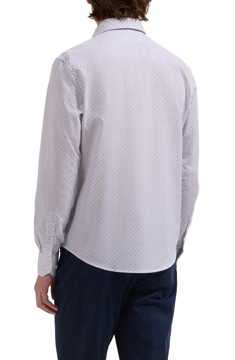 Bugatchi Alvin Shaped Fit Geo Print Button-Up Shirt, Alternate, color, White