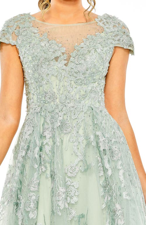 MAC DUGGAL MAC DUGGAL EMBROIDERED CAP SLEEVELESS A LINE DRESS