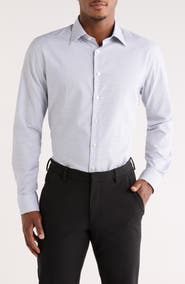 Nordstrom Trim Fit Check Premium Non Iron Cotton Dress Shirt