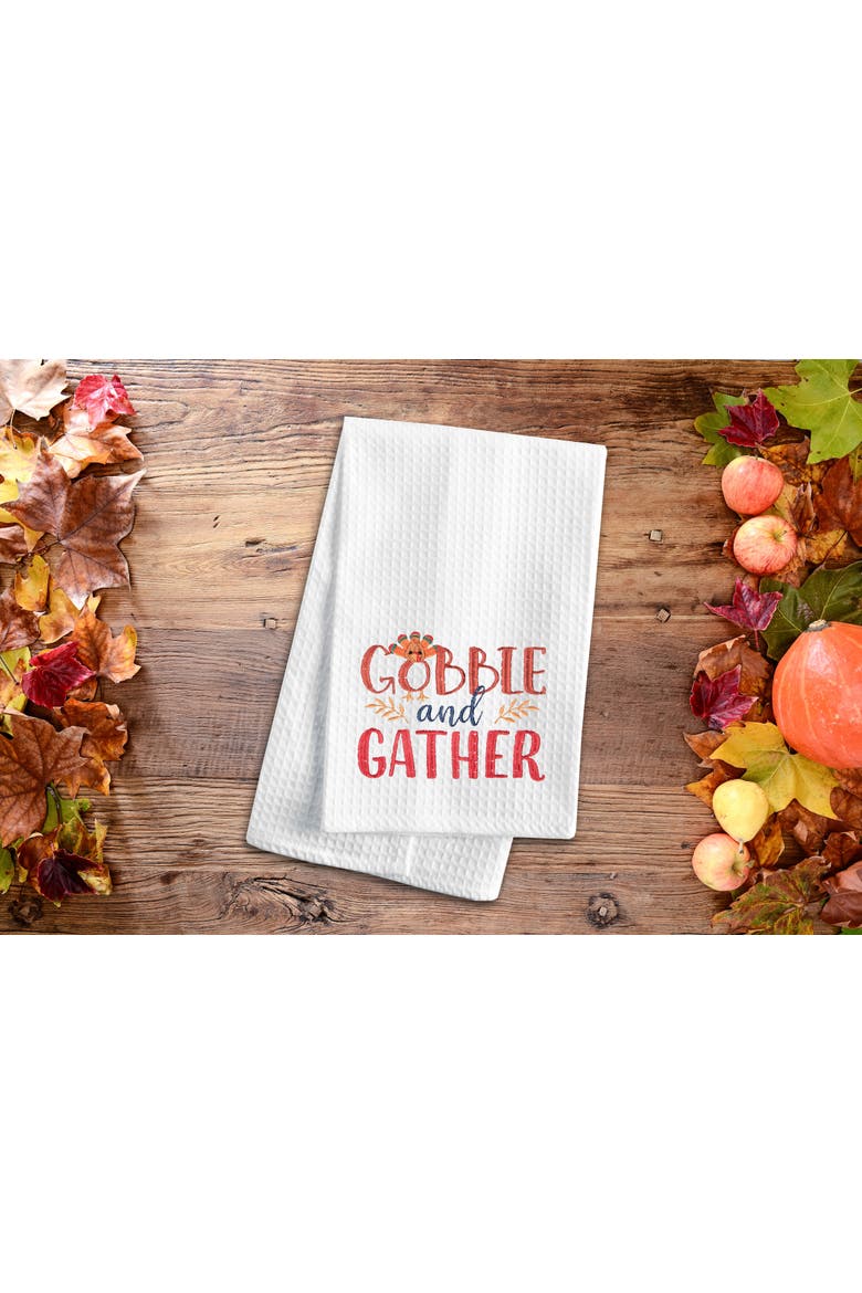 Gobble & Gather Embroidered & Waffle Weave Kitchen Dishtowel, Alternate, color, White