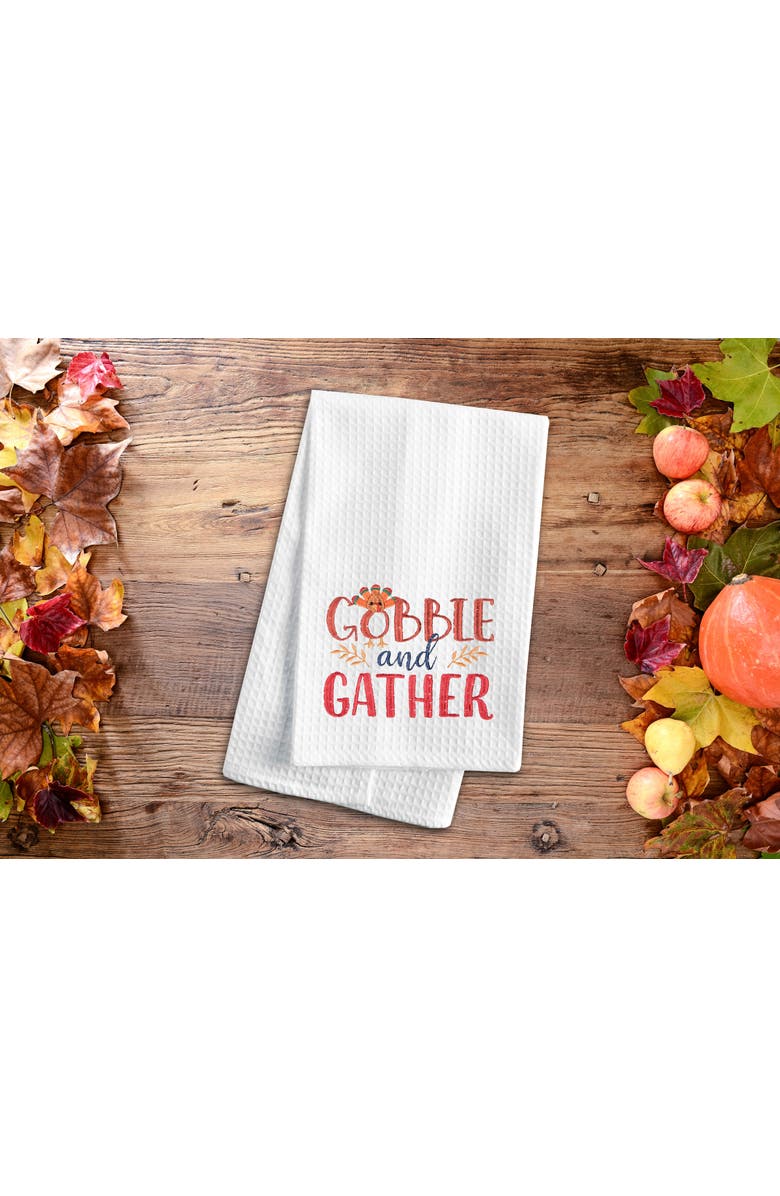 C&F Home Gobble & Gather Embroidered & Waffle Weave Kitchen Dishtowel, Alternate, color, White
