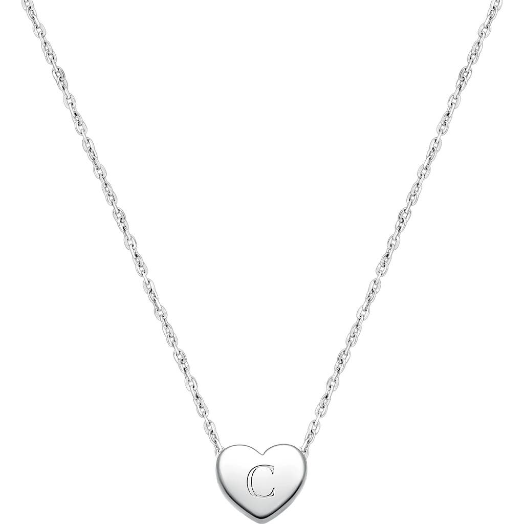 Tiny Blessings Sterling Silver Mini Sliding Heart & Engraved Initial 12-14" Necklace In Metallic