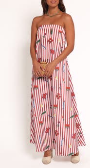 Petal & Pup Soph Picnic Print Strapless Maxi Dress