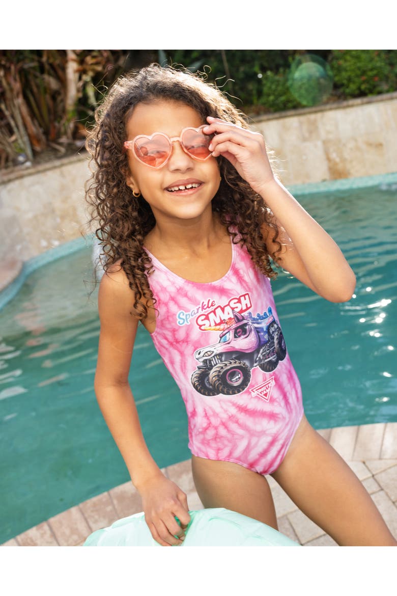 Sparkle Smash One Piece Bathing Suit UPF 50+, Alternate, color, Pink Sparkle Smash