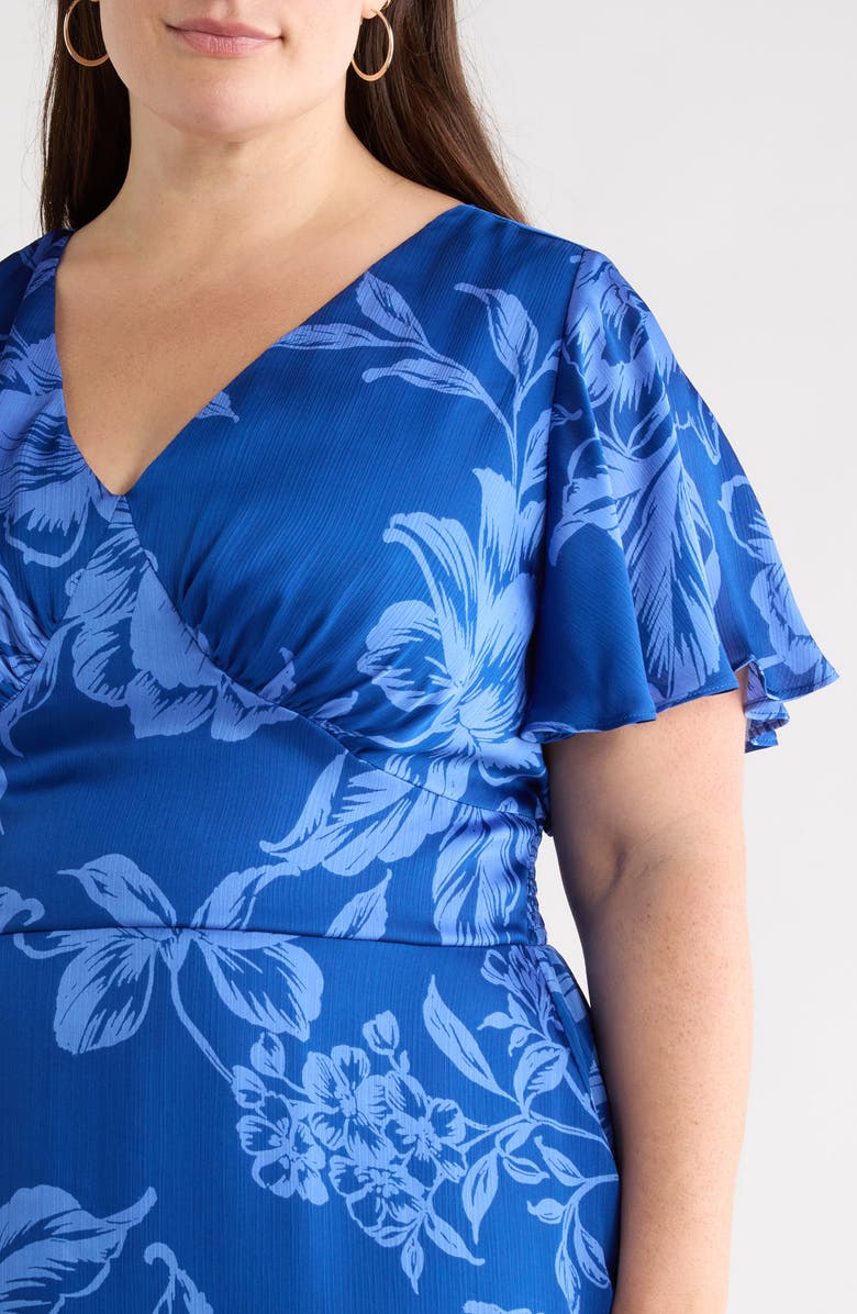 SUGARLIPS Ciara Floral Print Dress, Alternate, color, Navy-Blues