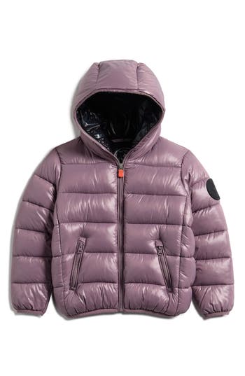 Save The Duck Kids' Kate Hooded Puffer Jacket In Purple